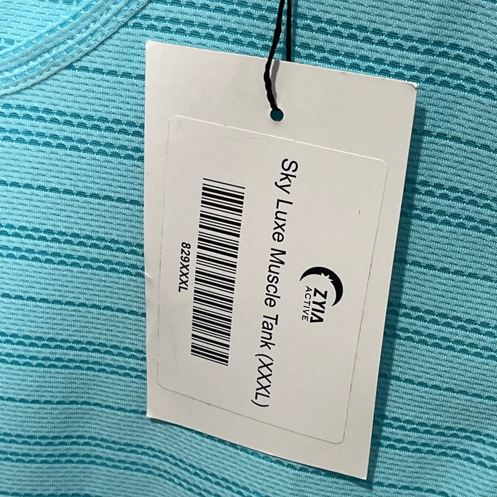 ZYIA Active Sky Luxe Muscle Tank Top Teal Turquoise Blue XXL Activewear Mesh Top - Picture 6 of 8